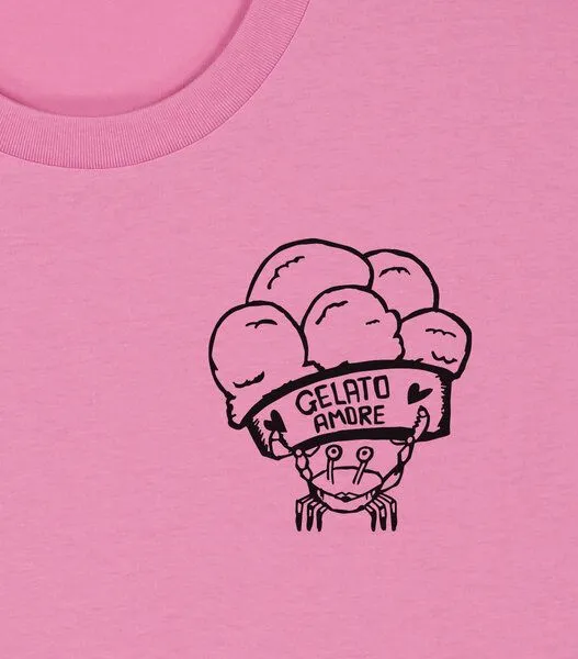 päfjes päfjes Gelato Amore / Eis Krabbe mit Eisbecher - Fair Bio Männer Unisex T-Shirt, Bubble pink (rosa), – Produktbild 4 von 4