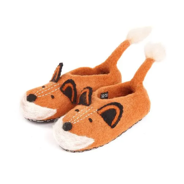 short'n'pietz short'n'pietz Hausschuhe Fuchs handgefilzt für Kinder, Orange braun weiß, – Produktbild 2 von 3