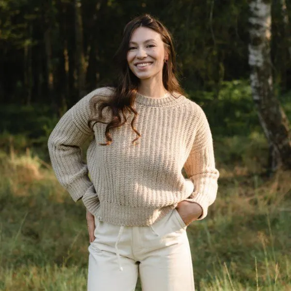 NORDLICHT NORDLICHT Wollpullover Mara aus 100% recycelter Wolle, Sand (natur), – Produktbild 1 von 4