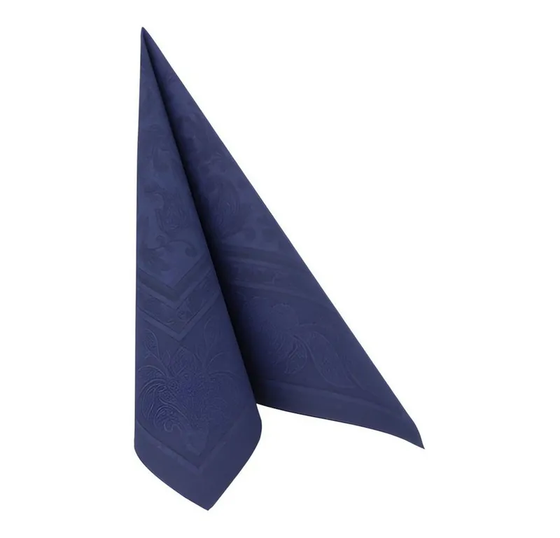 PAPSTAR PAPSTAR Papierserviette 50 x ROYAL Collection 1/4-Falz 40 cm x 40 cm dunkelblau Ornaments, Blau, – Produktbild 2 von 3