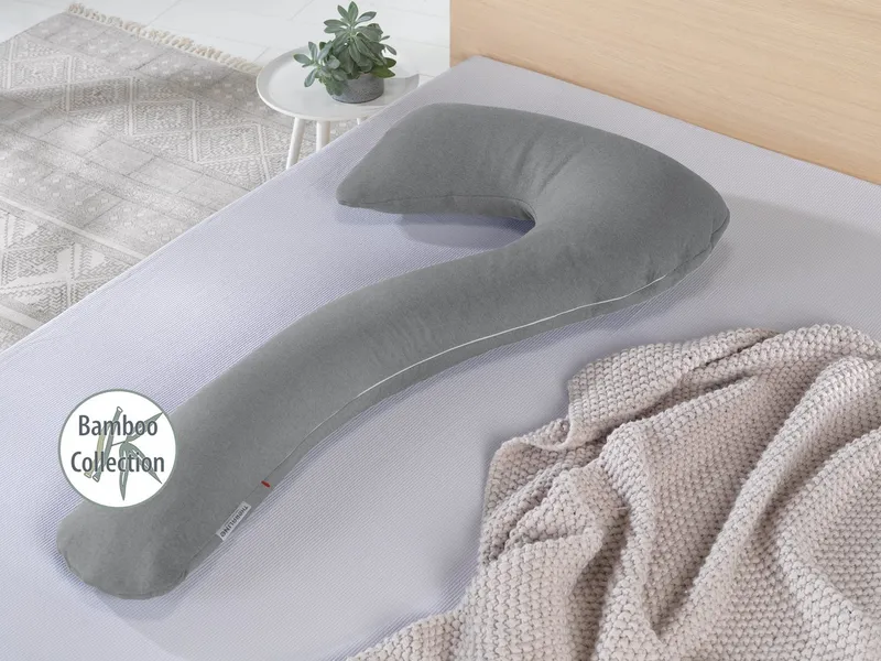 Theraline Theraline my7 Still-und Seitenschläferkissen Bamboo Collection mit Bio-Baumwolle und Bambus, Melange-mittelgrau, – Produktbild 1 von 4