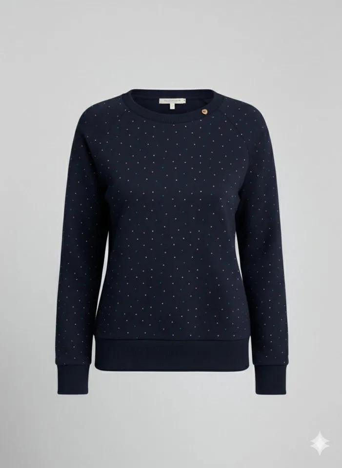 ragwear ragwear Sweatshirt JOHANKA MULTIDOTS O aus Baumwolle und Polyester, normale Passform, mit Rundhalsausschnitt, Blau, – Produktbild 3 von 3