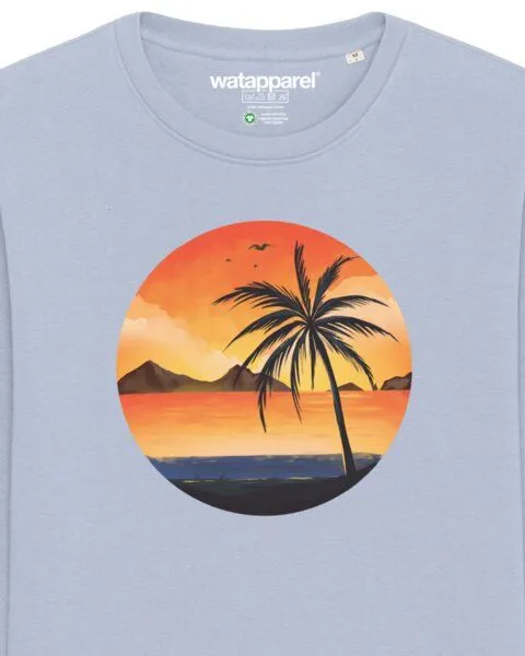 watapparel watapparel Sweatshirt Unisex Sunset on palm beach, Serene blue, – Produktbild 3 von 4