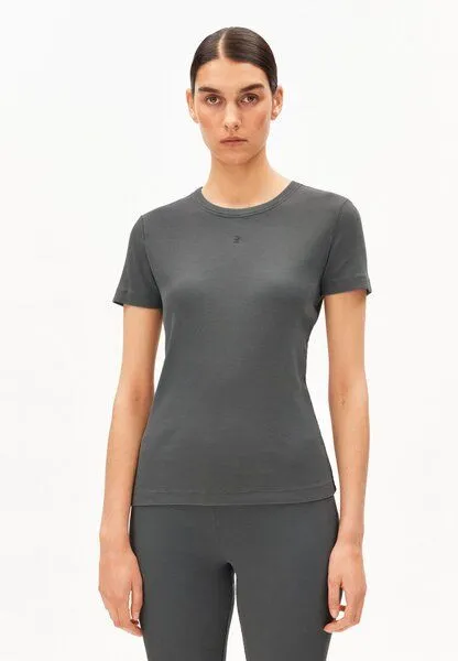 ARMEDANGELS ARMEDANGELS GMT DYE RIB Damen Ripp-T-Shirt aus Bio-Baumwoll Mix, Space steel, – Produktbild 1 von 4