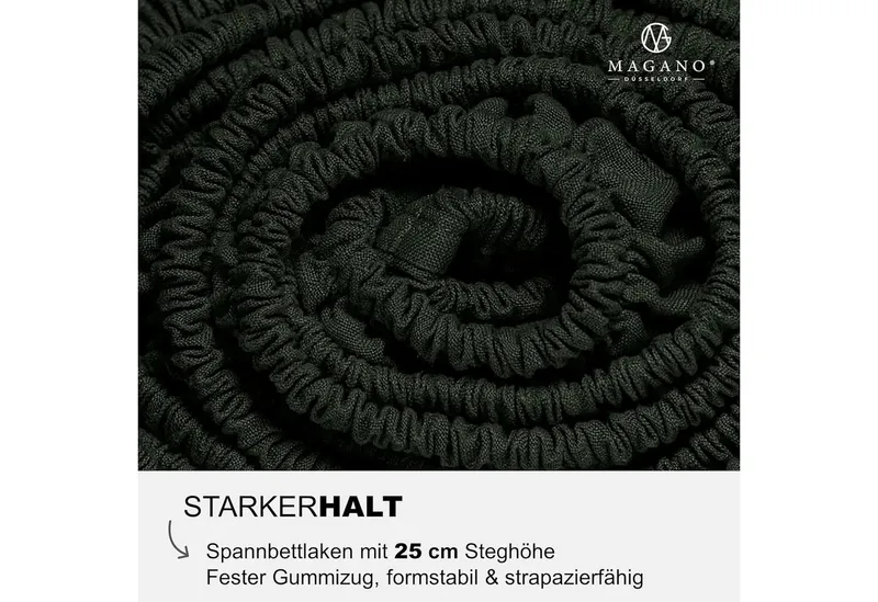 MAGANO Spannbettlaken Bambus & Baumwolle Satin, Luxus Bettlaken, Gummizug: rundum, 400 TC Luxusqualität, Hypoallergen, Thermoregulierend, Grün, – Produktbild 4 von 5
