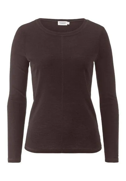 hessnatur hessnatur Longsleeve Slim aus Bio-Schurwolle und TENCEL Lyocell, Kakao braun, – Produktbild 3 von 4