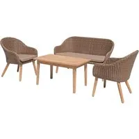Gartenlounge-Set "PUEBLO" 4-tlg. 1 Tisch Akazie, 2 Sessel, 1 Bank Kunststoffgeflecht grau – Produktbild 1 von 1