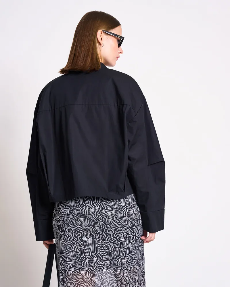 JAN N JUNE JAN 'N JUNE Damen vegan Hemdjacke Papilio Schwarz, Schwarz, – Produktbild 1 von 2