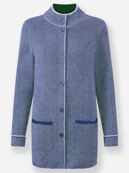 Witt Jacquardstrickjacke royalblau-ecru-meliert – Produktbild 1 von 1