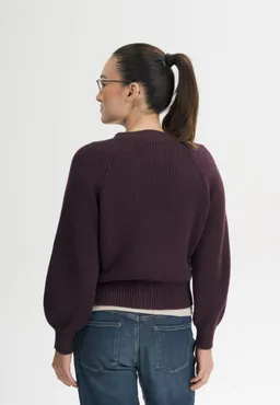 MELA MELA Damen vegan Strickjacke Aus Rippstrick Bhuma Elderberry Melange – Produktbild 1 von 1