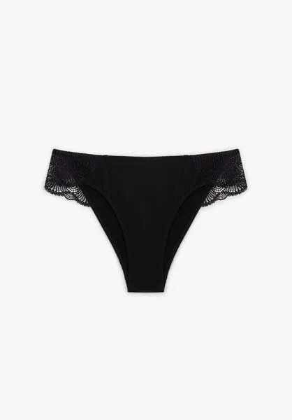 Lovjoi Lovjoi Slip ACHILLEA aus Biobaumwolle und regenerierter Spitze, Black (schwarz), – Produktbild 2 von 4