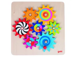 Goki goki Zahnradspiel Steckspiel aus Lindenholz, 8-teilig 20,5 x 20,5 x 3,1 cm – Produktbild 1 von 1