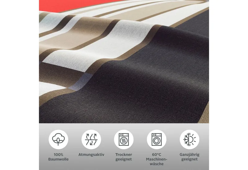 OTTO home Bettwäsche Golfi in Gr. 135x200 oder 155x220 cm, Linon, 2 teilig, sportliche Streifen Bettwäsche aus Baumwolle, Marke H.I.S by OTTO home, Rot, – Produktbild 7 von 8