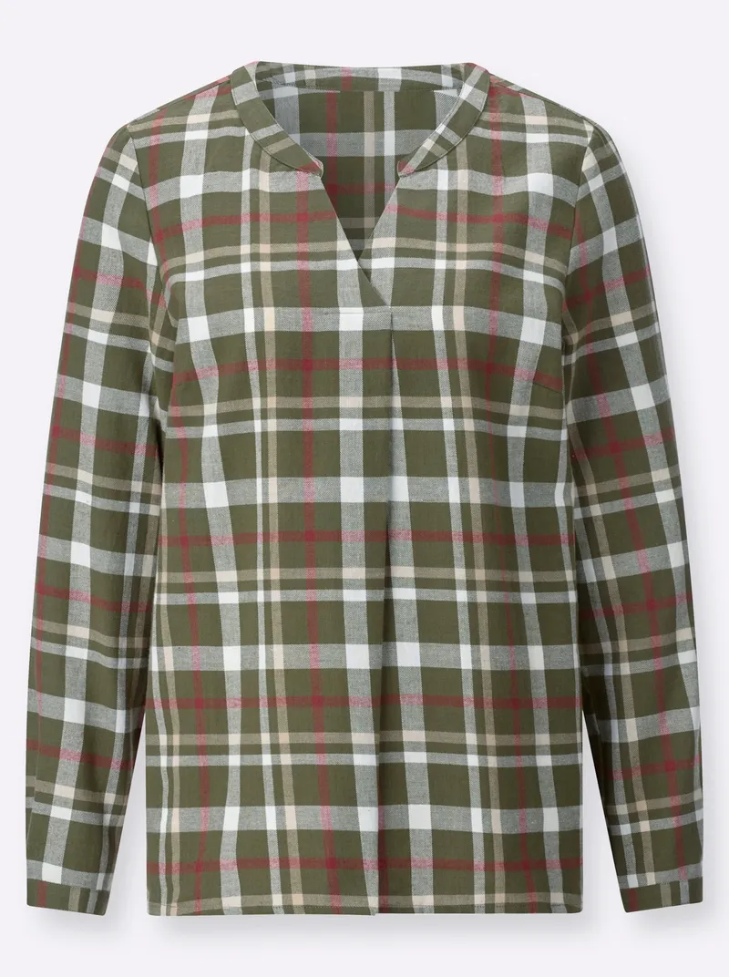 Witt Witt Flanellbluse oliv-rotbraun-kariert, Oliv-rotbraun-kariert, – Produktbild 1 von 2