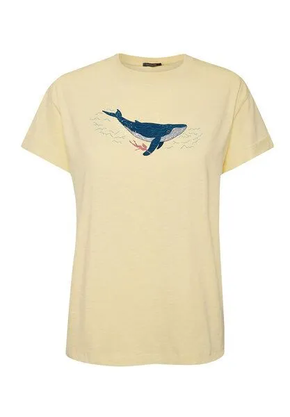GreenBomb GREENBOMB Animal Whale Dive Stop - Lässiges T-Shirt aus Bio-Baumwolle / hochwertiger Print / Fair & Vegan, Gelb (lemon ), – Produktbild 1 von 4