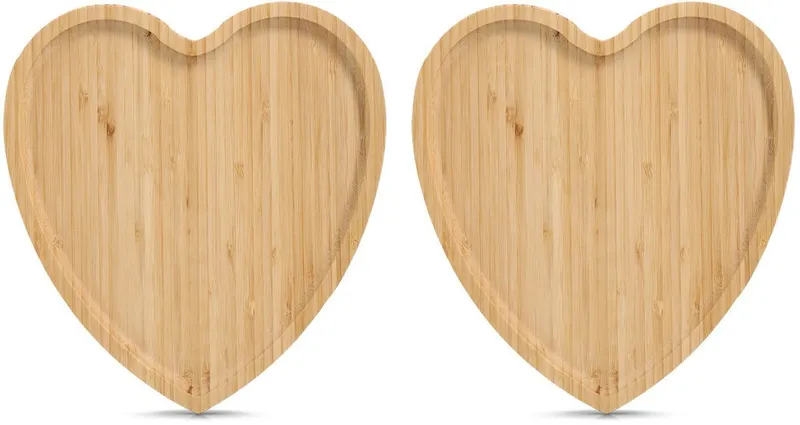 Zeller Present Servierbrett Serviertablett "Herz", Bambus, 100% FSC, 2-tlg., Bambus, (Set, 2-St), Dekotablett, natürliches Material, Braun, – Produktbild 1 von 1