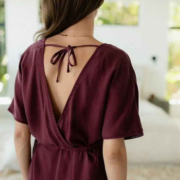 NORDLICHT NORDLICHT Damen Wickelkleid Tilda aus 100% Tencel, Rot (bordeaux rot), – Produktbild 3 von 4