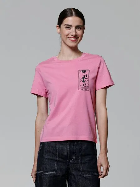 watapparel watapparel T-Shirt Frauen Tarot The Fool, Bubble pink, – Produktbild 1 von 3