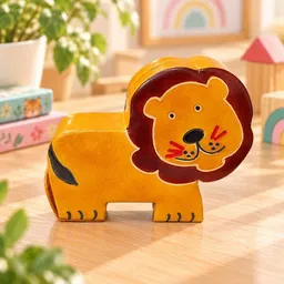 Janselo Löwe Kinder-Spardose aus Shanti-Leder in Gelb – Produktbild 1 von 1