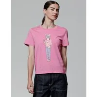 watapparel watapparel T-Shirt Frauen Hipster Cat with Moustache, Bubble pink, – Produktbild 1 von 1