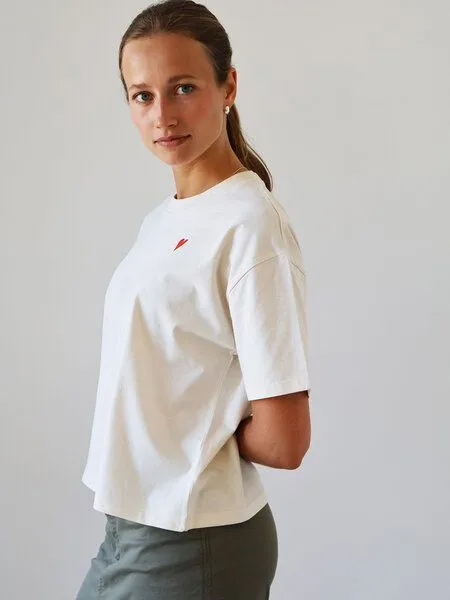 Kultgut Kultgut Artdesign Boxy-Style Shirt aus Bio-Baumwolle /Quit Moment, Natur, – Produktbild 4 von 4
