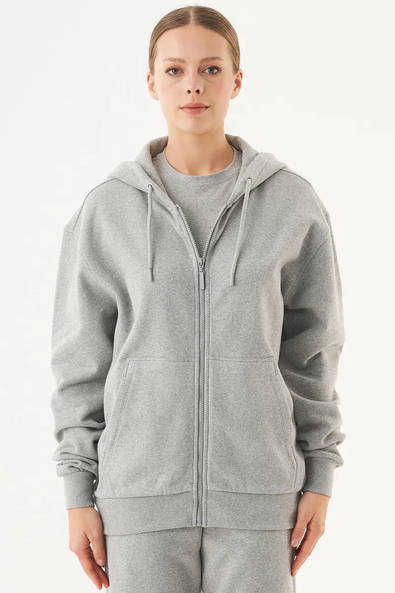 ORGANICATION ORGANICATION Herren vegan Unisex Zip-Up Hoodie Junda Hellgrau, Hellgrau, – Produktbild 2 von 2
