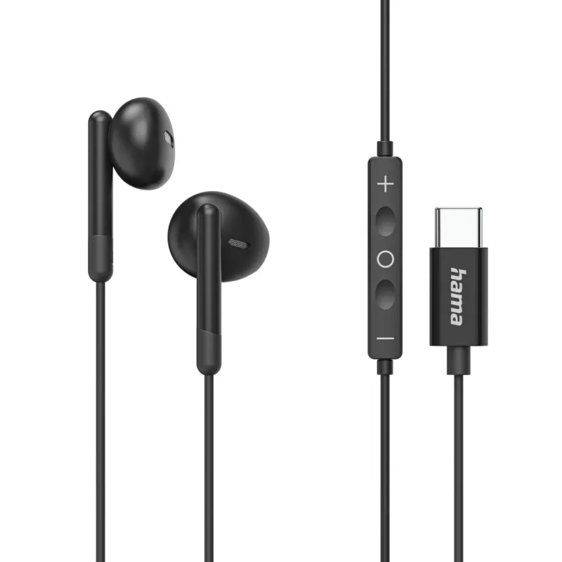 Hama Hama Kopfhörer "Classy", Earbuds, Mikrofon, Kabelknickschutz, USB-C, Schwarz, – Produktbild 1 von 5