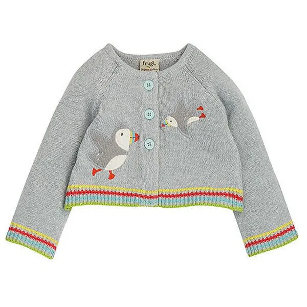 Frugi Frugi Strickjacke Papageientaucher grau - Bonny Baby Grey/Marl Puffins – Produktbild 1 von 3