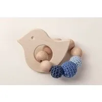 NoniKids Berlin NoniKids Berlin Greifling Beißring Holz *Vogel* | Bio Baumwolle, Blau, – Produktbild 1 von 1