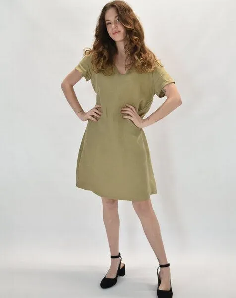 Aatise Aatise Shiftkleid kurzarm aus 100% Leinen Zelda, Beige, – Produktbild 4 von 4