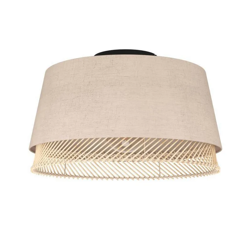 EGLO EGLO Deckenleuchte TABLEY Deckenlampe, Wohnzimmerlampe, Leinen, Bambus, Natur, E27, ohne Leuchtmittel, Wohnzimmer, Schlafzimmer, Flur, Küche, modern, gemütlich, 38x23,5cm, Beige|braun|schwarz, – Produktbild 1 von 5
