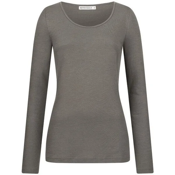 NATIVE SOULS NATIVE SOULS Slub Longsleeve Basic Damen, Dark grey, – Produktbild 1 von 1