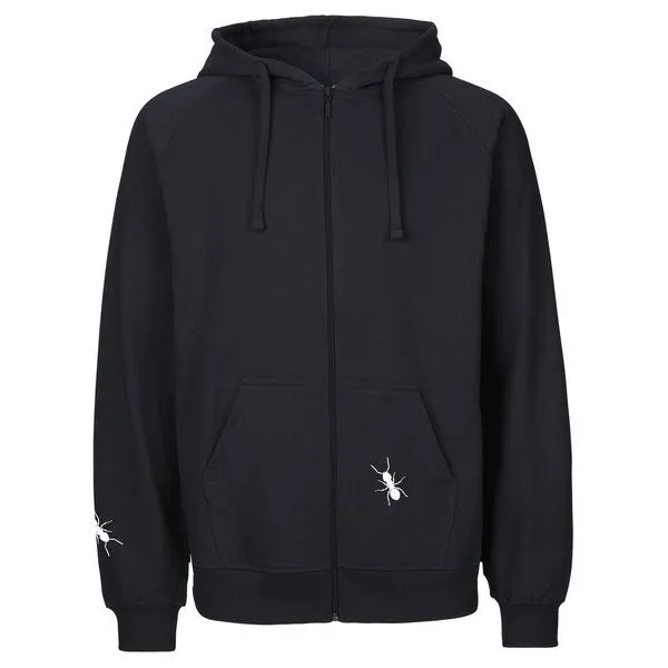 HANDGEDRUCKT HANDGEDRUCKT "Ameisen" Männer Zip-HOODY aus reiner Biobaumwolle (kbA), Navyblue, – Produktbild 2 von 4
