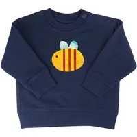 MelaDi Meladi Kinder Baby - Sweater aus Biobaumwolle - Biene auf Navy Blue, Blau, – Produktbild 1 von 1