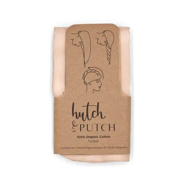 Hutch&Putch Hutch&Putch - Musselin Turban - Haarturban mit Knopf - aus 100% Bio Baumwolle - für langes und kurzes Haar geeignet - Saugstark und Kuschelweich, Beige, – Produktbild 2 von 4