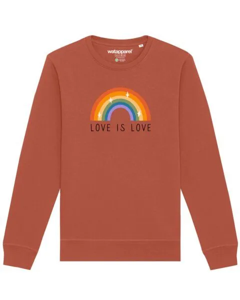 watapparel watapparel Sweatshirt Unisex Love is Love, Heritage brown, – Produktbild 1 von 3