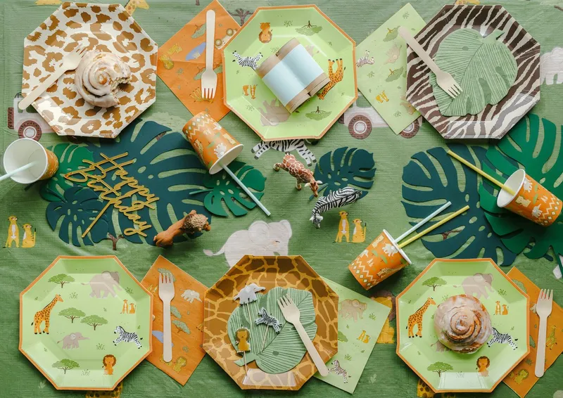 partydeco Papierserviette, Servietten Papier 14,5x18cm Monstera Blatt 12 Stück Grün, Grün, – Produktbild 5 von 5