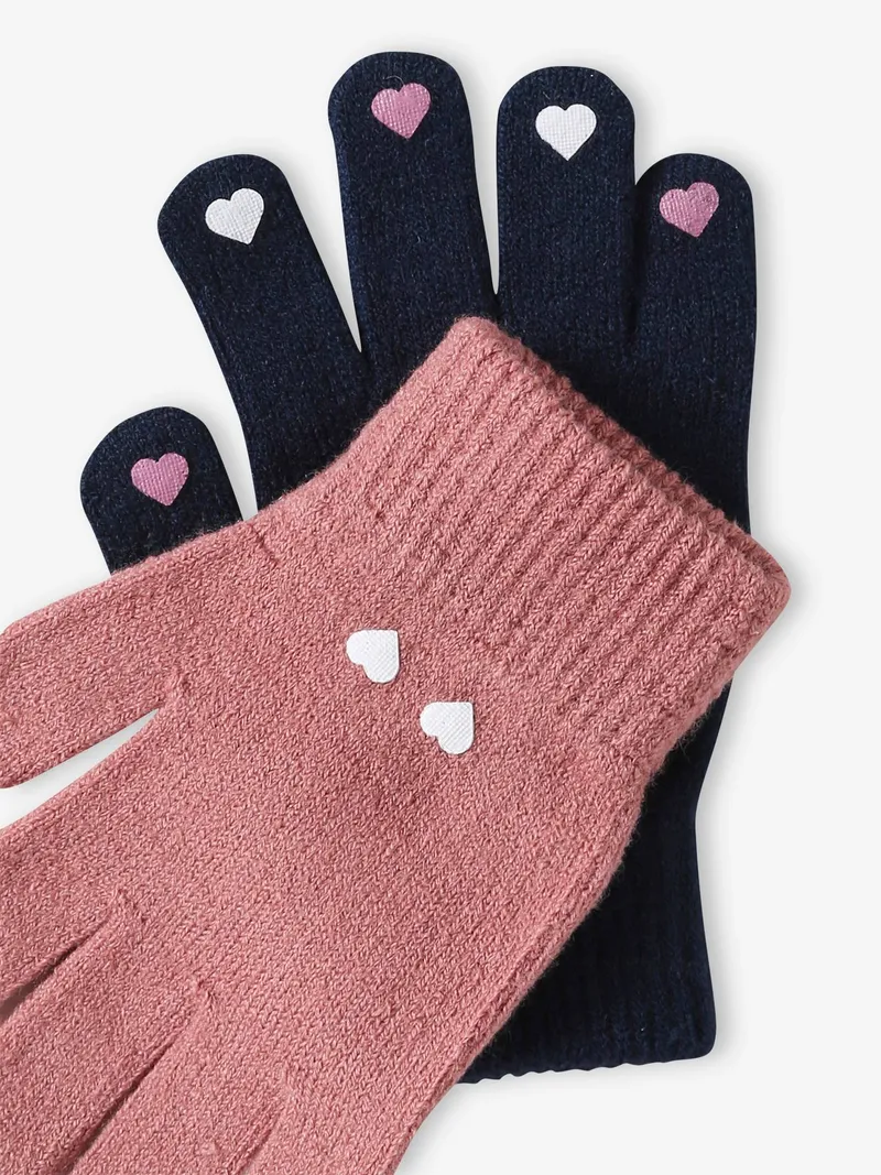 Vertbaudet 2er-Pack mitwachsende Mädchen Handschuhe, Marine, – Produktbild 2 von 2