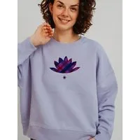 Kultgut Kultgut Artdesign - Biofair- Pulloversweater im Boxistyle / Namaste, Lila, – Produktbild 1 von 1