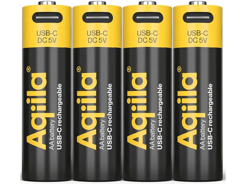 Aqiila Aqiila Akku-Batterie zum Wiederaufladen über USB-C, Mignon AA, 1,5V, 2.000 mAh, 4 Stk. – Produktbild 1 von 1