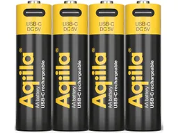 Aqiila Aqiila Akku-Batterie zum Wiederaufladen über USB-C, Mignon AA, 1,5V, 2.000 mAh, 4 Stk. – Produktbild 1 von 1