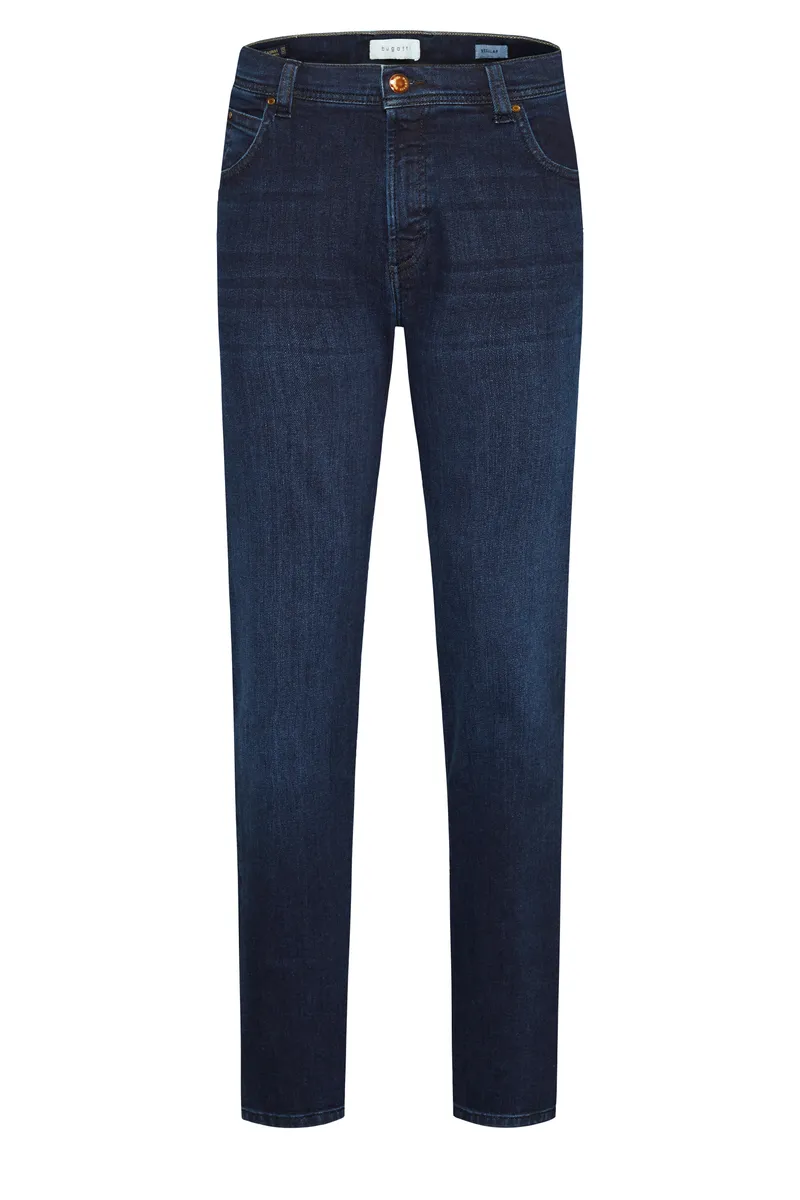 Bugatti Jeans aus Premium Denim mit Stretch und Reißverschluss in marine, Marine, – Produktbild 1 von 1
