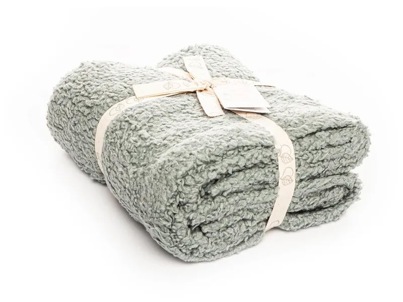 HANS NATUR HANS NATUR Baby und Kinder Decke Baumwolle Strick und Plüsch Dino Maße 80 x 100 cm, Blau, grau, – Produktbild 1 von 3