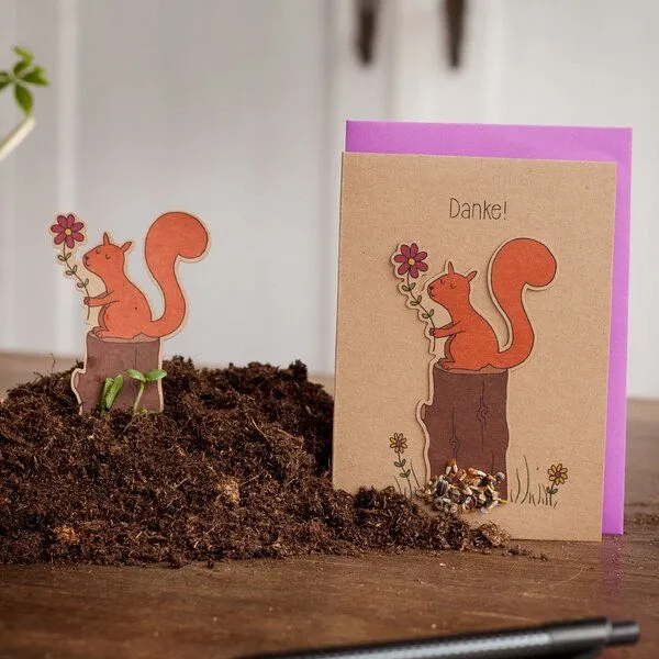 Die Stadtgärtner Die Stadtgärtner Danksagungskarte mit Blumensamen - Motiv "Danke Eichhörnchen" – Produktbild 2 von 2