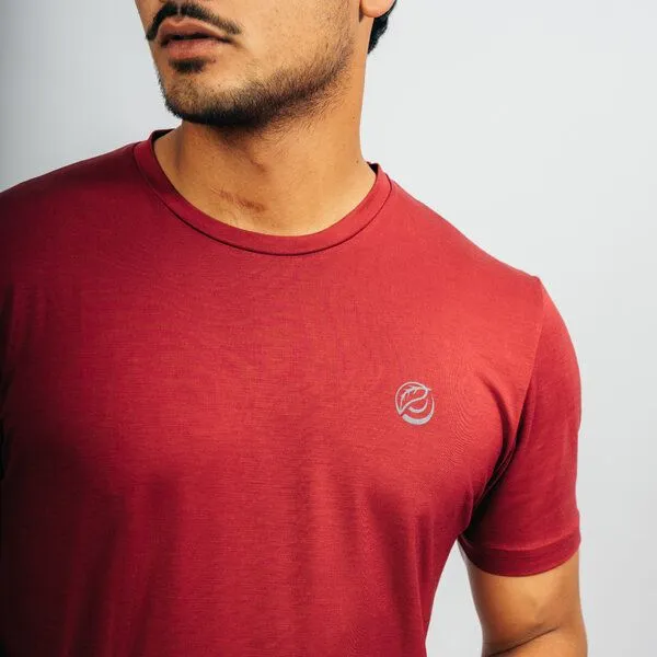 VIDAR Sport VIDAR Sport Herren Natural Sport Tee aus TENCEL Lyocell, Dunkelrot, – Produktbild 3 von 4