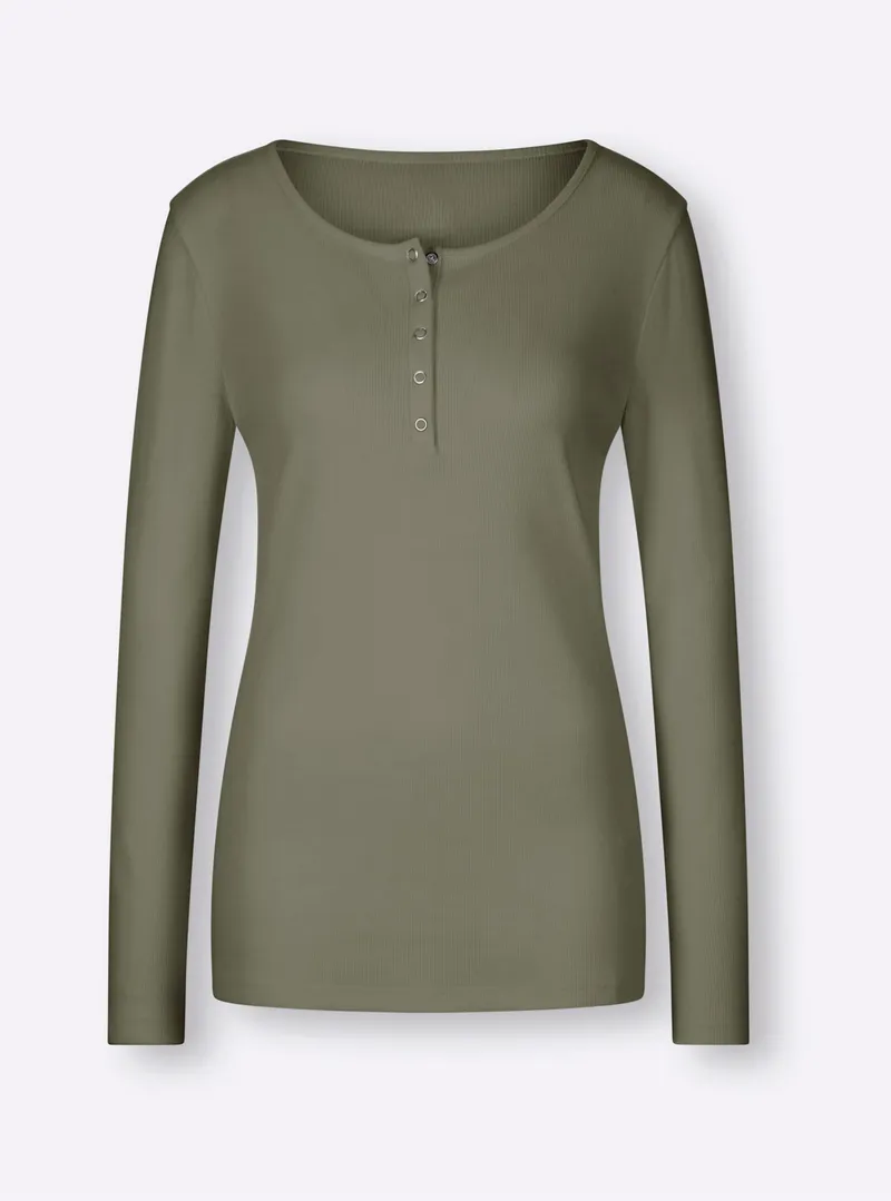 heine Langarmshirt khaki, Khaki, – Produktbild 2 von 2