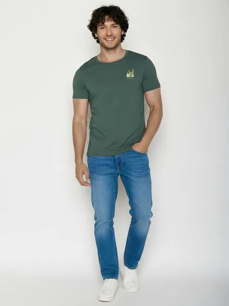 GreenBomb GREENBOMB Wild Pines Guide - Sportliches T-Shirt aus Bio-Baumwolle / hochwertiger Print / GOTS / Fair & Vegan, Grün (night grove), – Produktbild 3 von 4