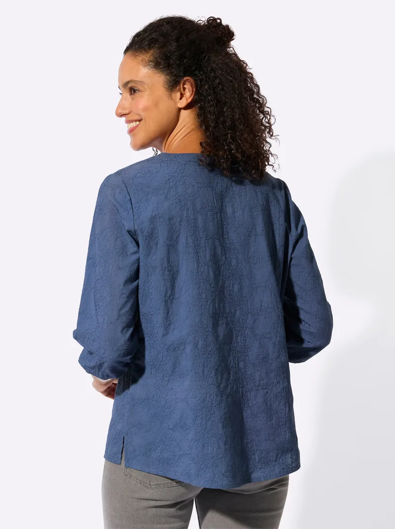 impressionen Baumwollbluse, Jeansblau, – Produktbild 1 von 2