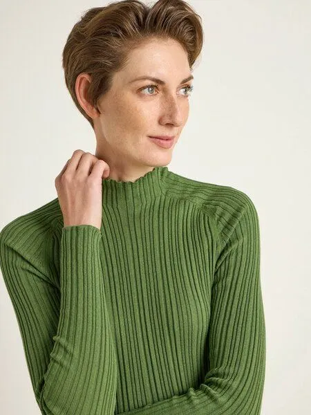 LANIUS LANIUS Rippenpullover aus Bio-Baumwolle, Sage, – Produktbild 3 von 4