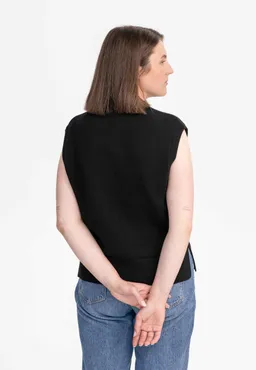 MELA MELA Damen vegan Weste Jacquard-Strick Jamuna Schwarz – Produktbild 1 von 1